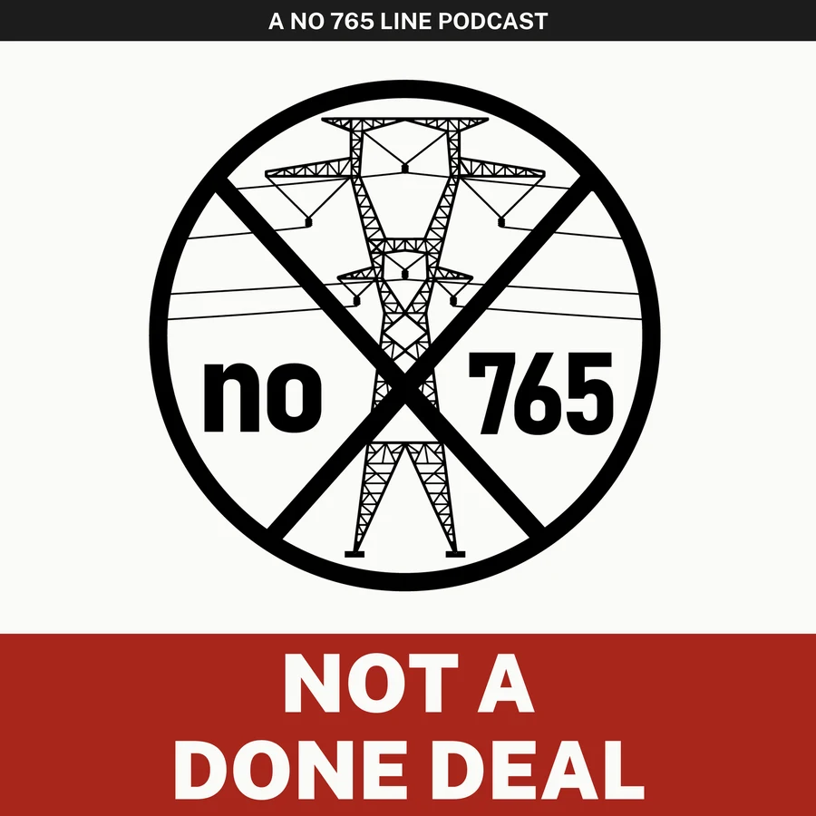 Not a Done Deal podcast cover: the No 765 badge, a transmission tower crossed out, over the show title in a red band.